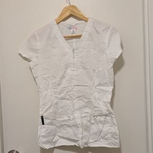 Koi Stretch white nursing scrub top